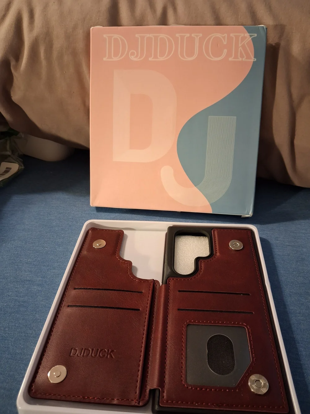 NEW OPEN BOX DJDUCK Samsung Galaxy S24 Ultra Wine Red Wallet Phone Case